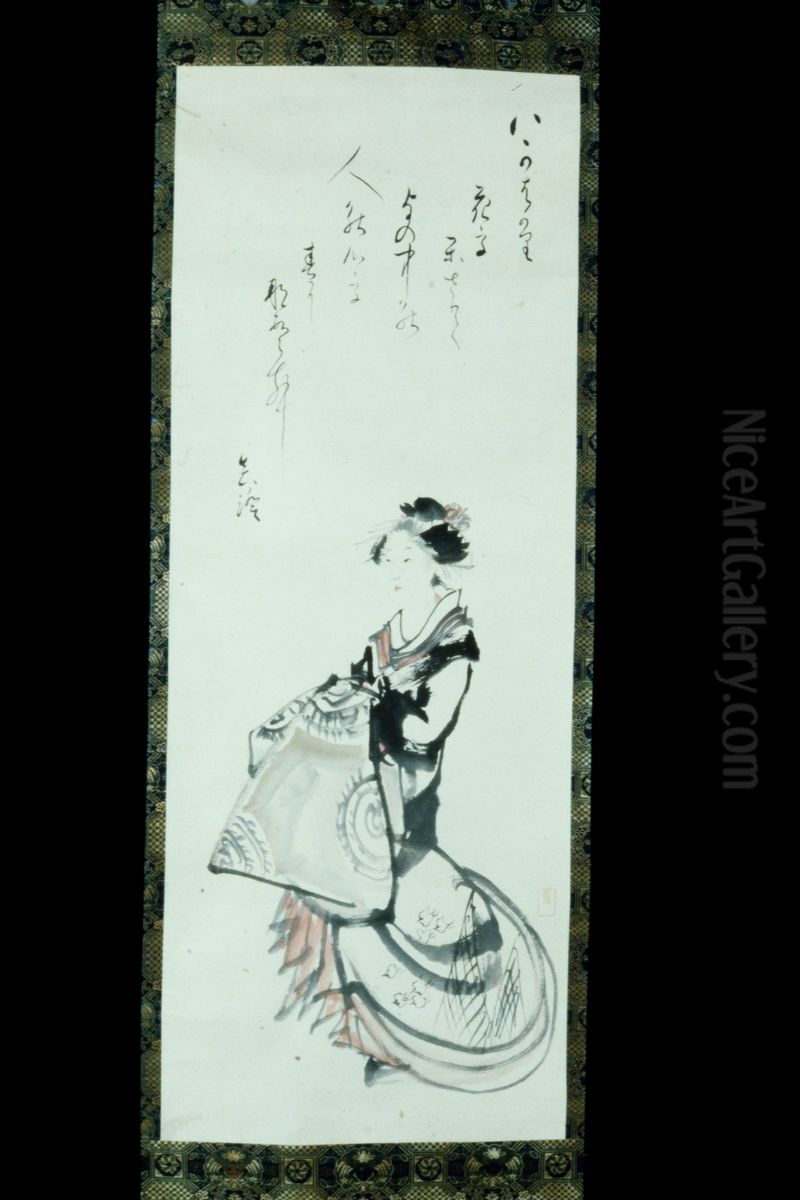 Standing Prostitute Oil Painting by Kitagawa Utamaro