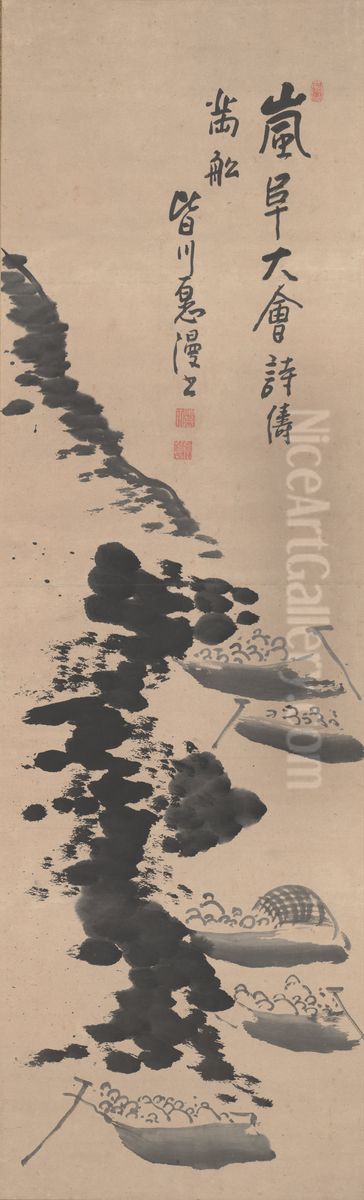 Poet's Party in Arashiyama Oil Painting by Ki-en