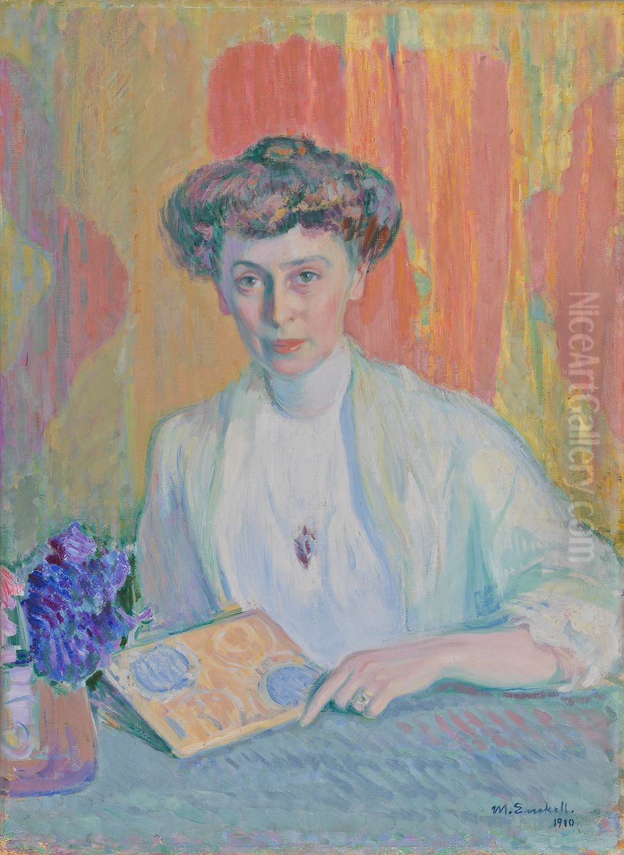 Portrait of Tyra Hasselblatt Oil Painting by Magnus Enckell Portrait of Tyra Hasselblatt Oil Painting by Magnus Enckell