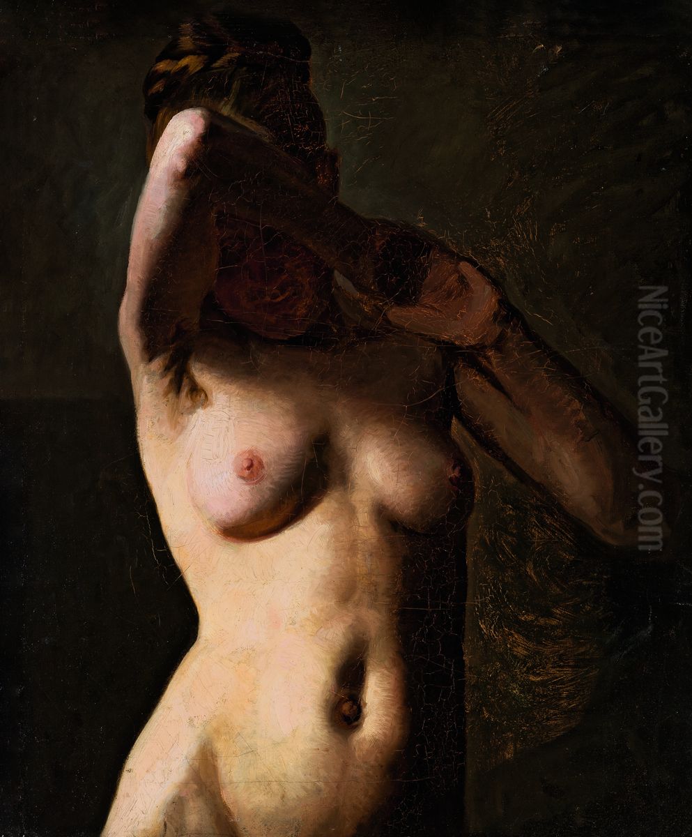 Female model. Half figure Oil Painting by Peder Severin Kroyer