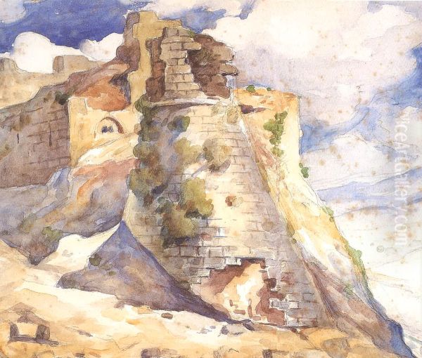 Beaufort Castle. Oil Painting by Moustafa Farroukh