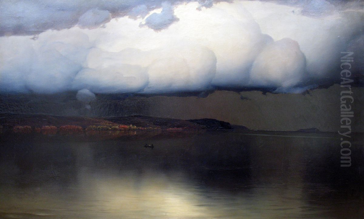 Became silence / Silence has settled / Quieted down Oil Painting by Nikolay Nikanorovich Dubovskoy