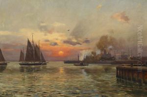 Morning Fog at a Port at Saint Petersburg