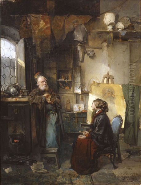 The moneylender (The antique dealer) Oil Painting by Domenico Induno