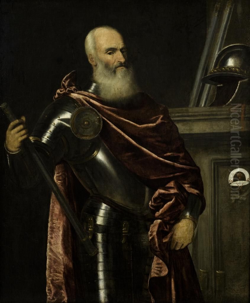 Venetian Admiral in Armor, Vincenzo Capello Oil Painting by Titian