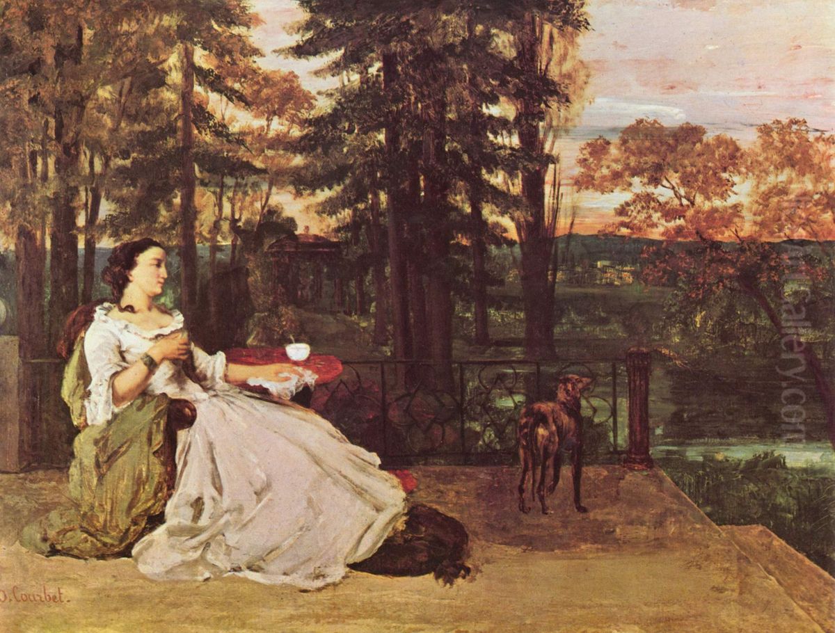 Portrait of a lady, seated in a parc (La dame de Francfort) Oil Painting by Gustave Courbet
