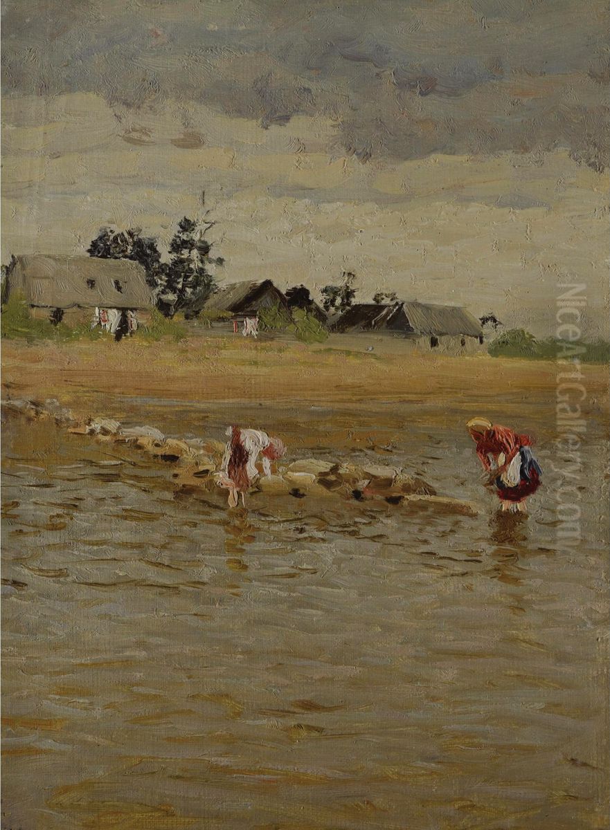 <<Hiziny na beregu mora>> Oil Painting by Nikolay Nikanorovich Dubovskoy