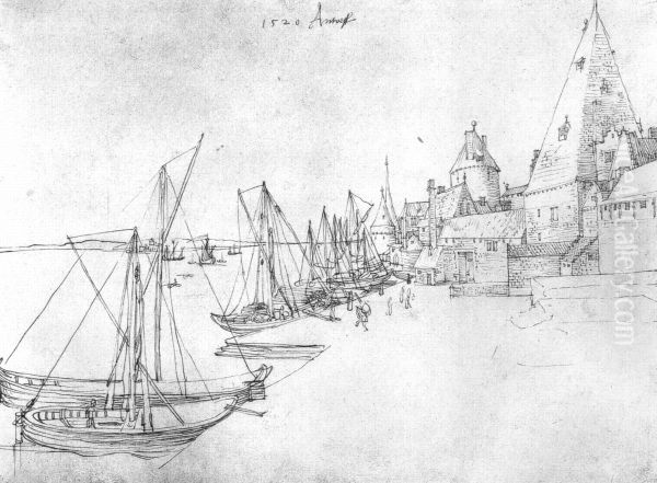 Der Hafen von Antwerpen Oil Painting by Albrecht Durer