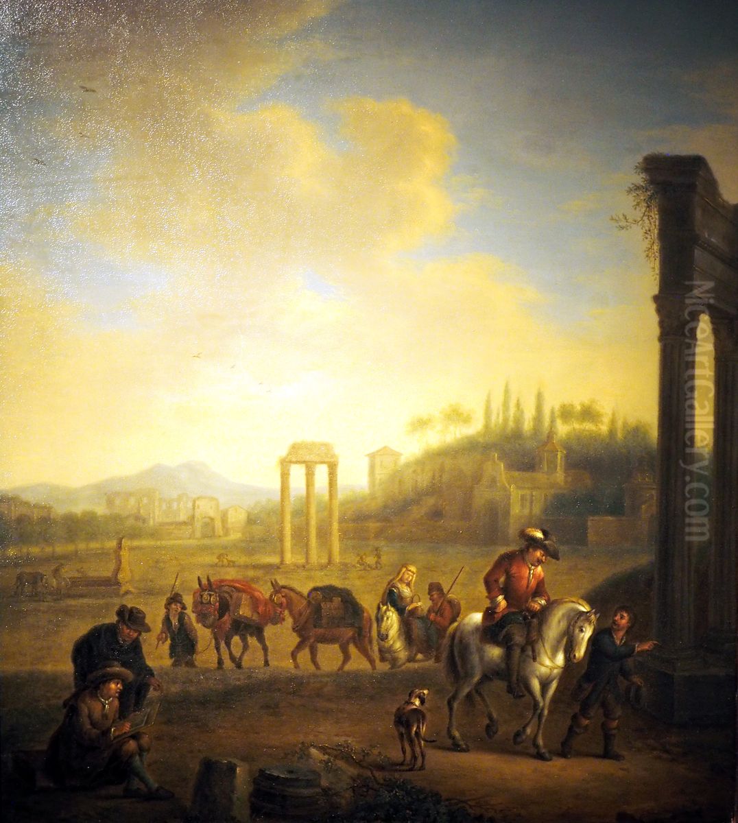 Landscape with Roman Ruins Oil Painting by Karel Dujardin