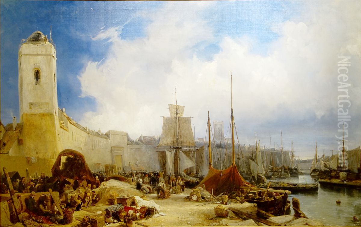 Le port de Dunkerque Oil Painting by Eugene Isabey