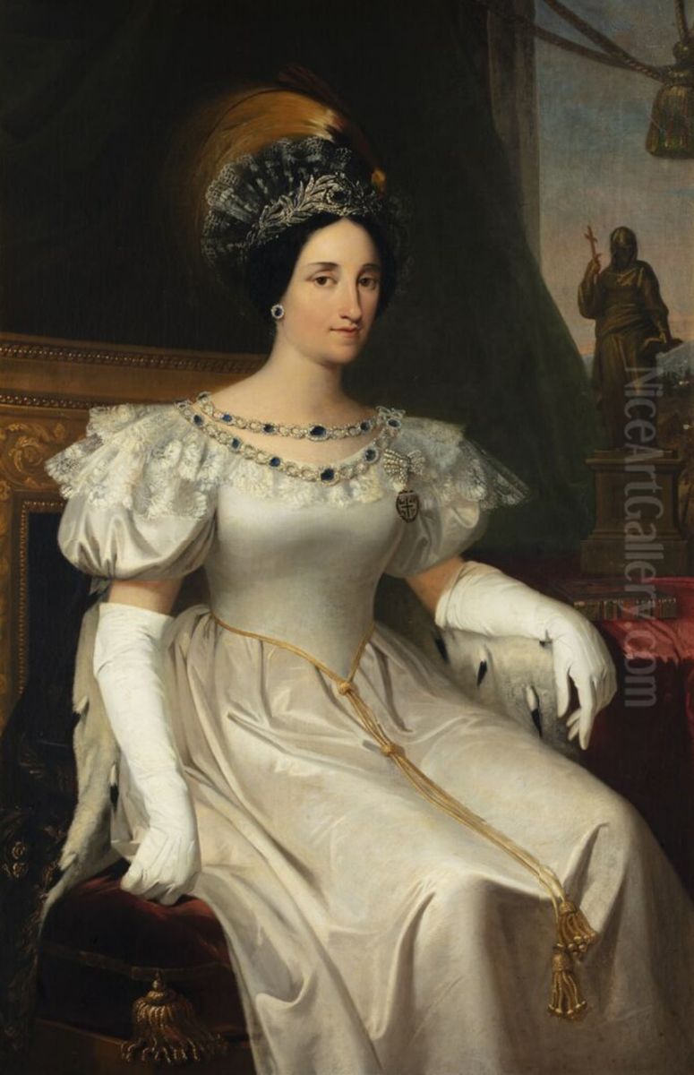 Portrait of Maria Beatrix Victoria of Savoia (1792-1840) Oil Painting by Adeodato Malatesta or Malatesti