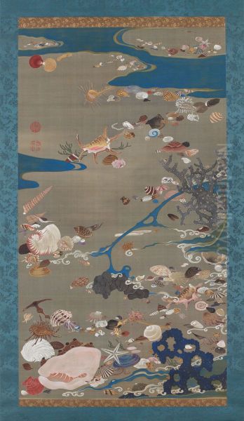 Shells Oil Painting by Ito Jakuchu