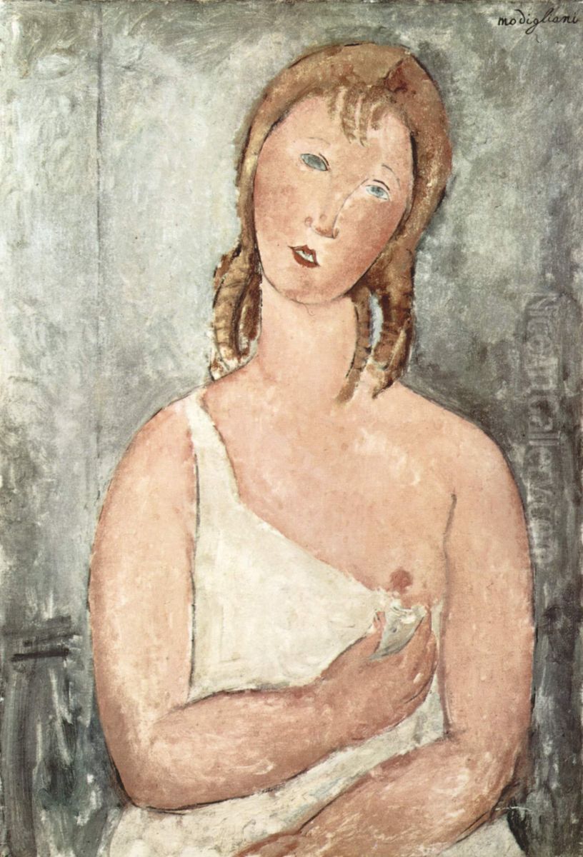 Girl in the Shirt Oil Painting by Amedeo Modigliani