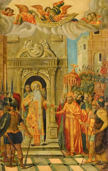 A Scene from the Life of John Chrysostomos ( Oil Painting by Spyridon Ventouras