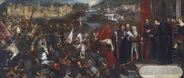 Battle of Asola. Oil Painting by Jacopo Tintoretto