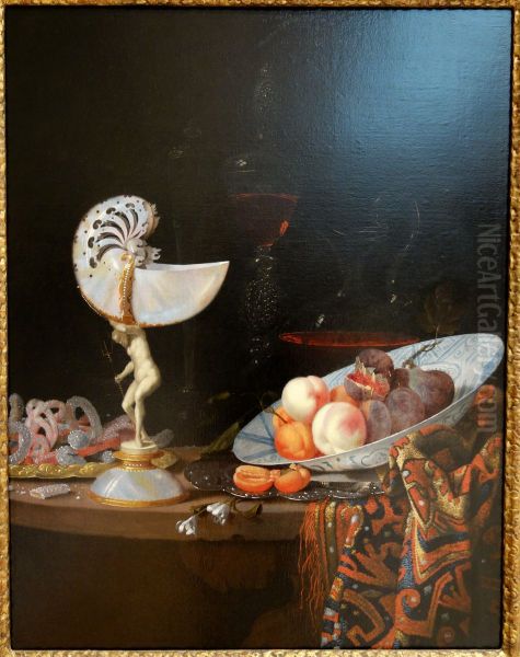 Still Life with Nautilus Cup and Fruit Oil Painting by Georg Hainz