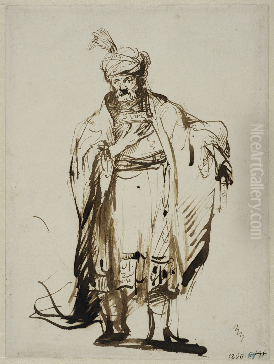 Man i orientalisk kostym Oil Painting by Ferdinand Bol