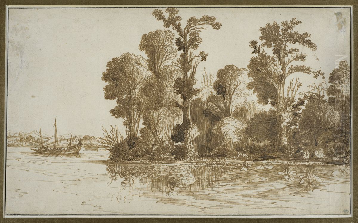 Flodvy med galarskepp Oil Painting by Cornelis Hendricksz. The Younger Vroom