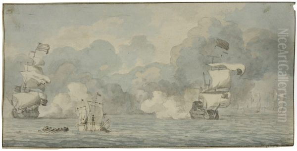 Sjostrid Oil Painting by Willem van de Velde the Elder