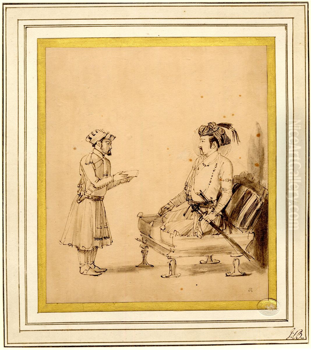 Emperor Jahangir receiving an Officer/Emperor Jahangir receiving an address Oil Painting by Rembrandt