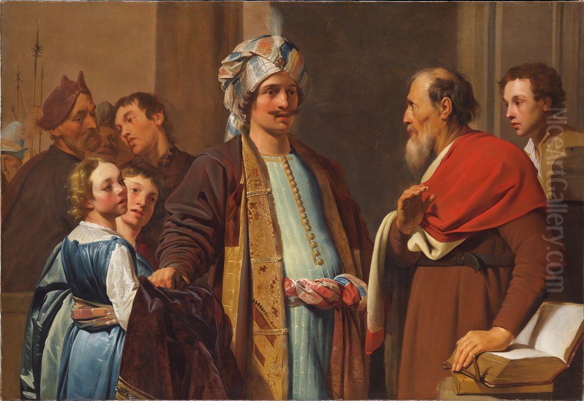Elisha Refusing Naaman's Gifts Oil Painting by Lambert Jacobsz