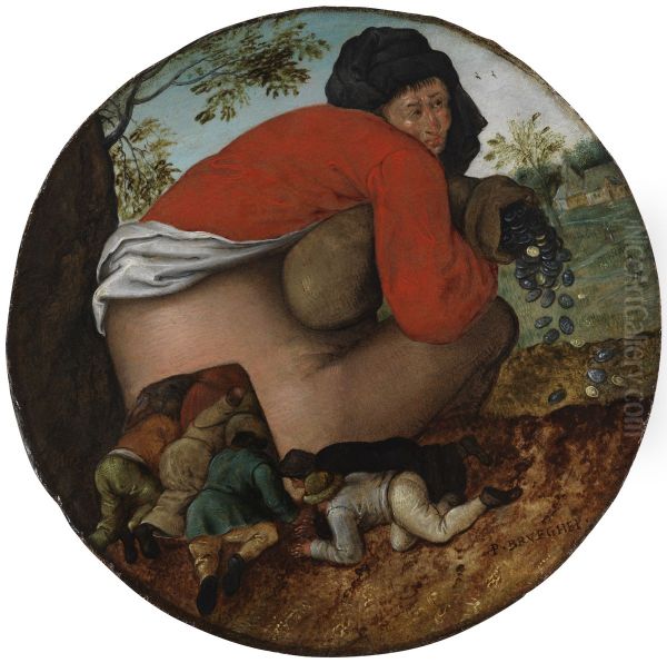Man with the Moneybag and Flatterers Oil Painting by Pieter Brueghel the Younger
