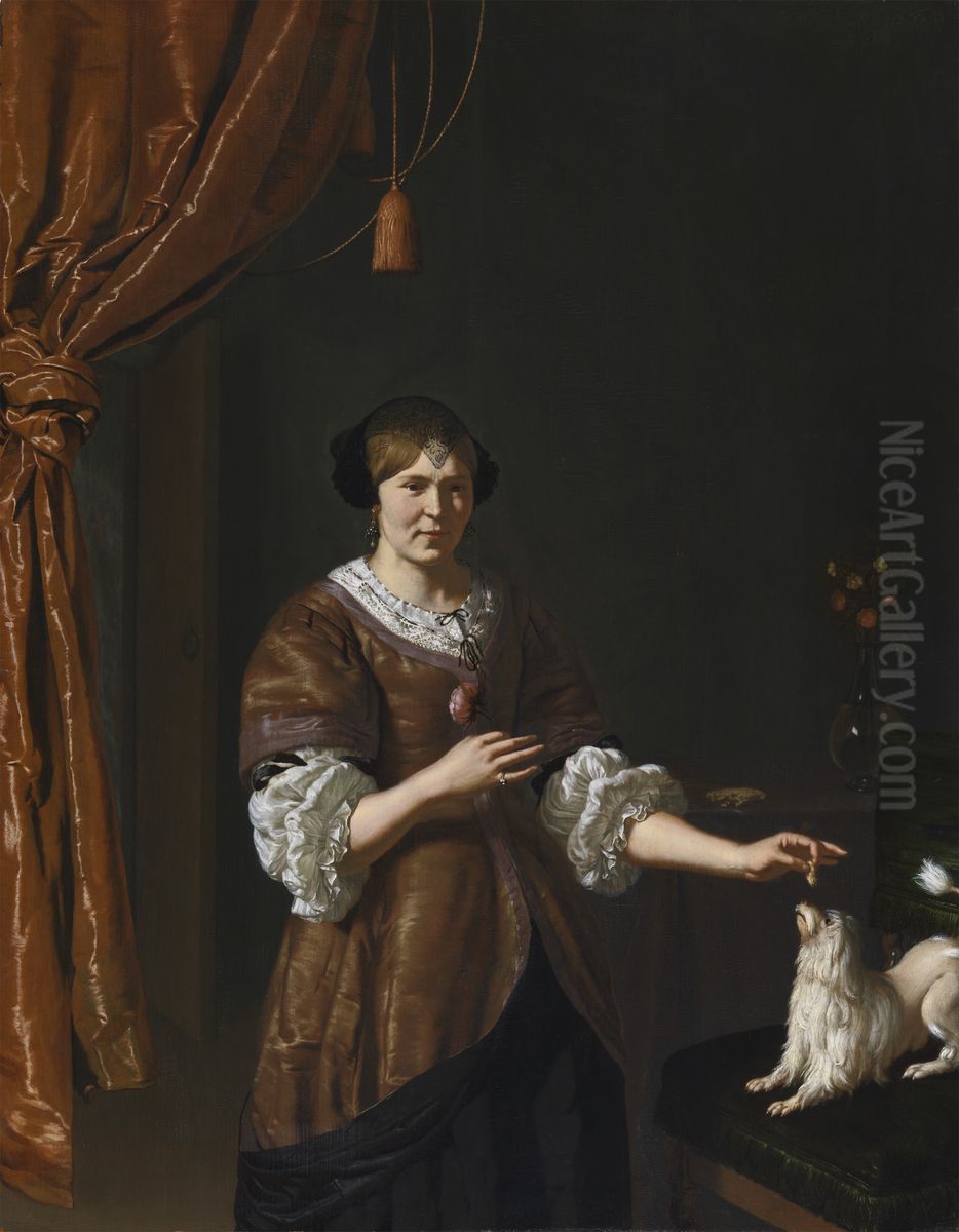 Portrait of Mrs. van Acker (?) Oil Painting by Willem Van Mieris Leiden