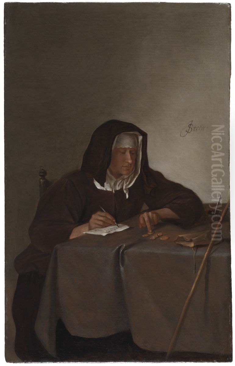 Woman Counting Coins Oil Painting by Jan Steen