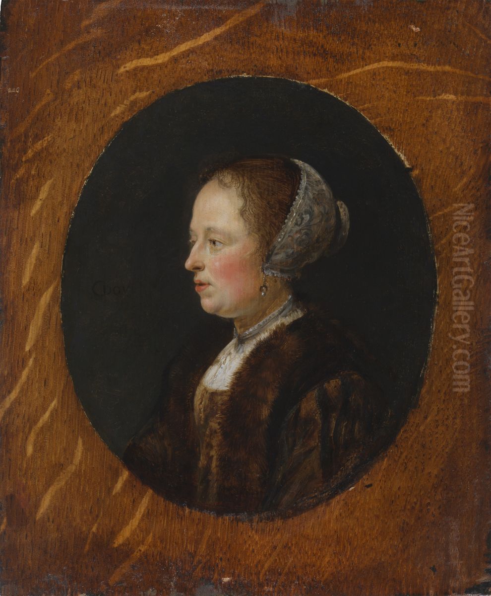 Portrait of a Woman in Profile Oil Painting by Gerrit Dou