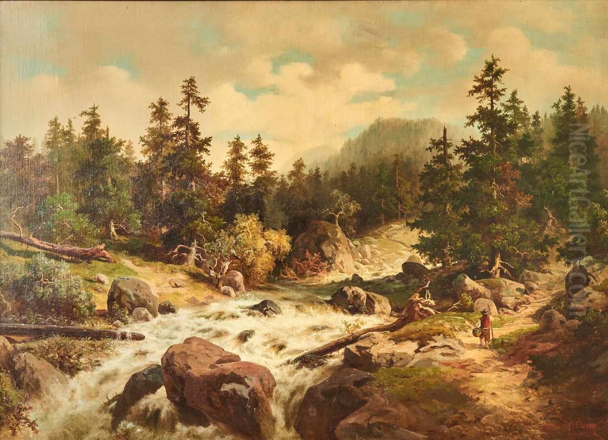 Foothill landscape Oil Painting by Wilhelm Brandenburg