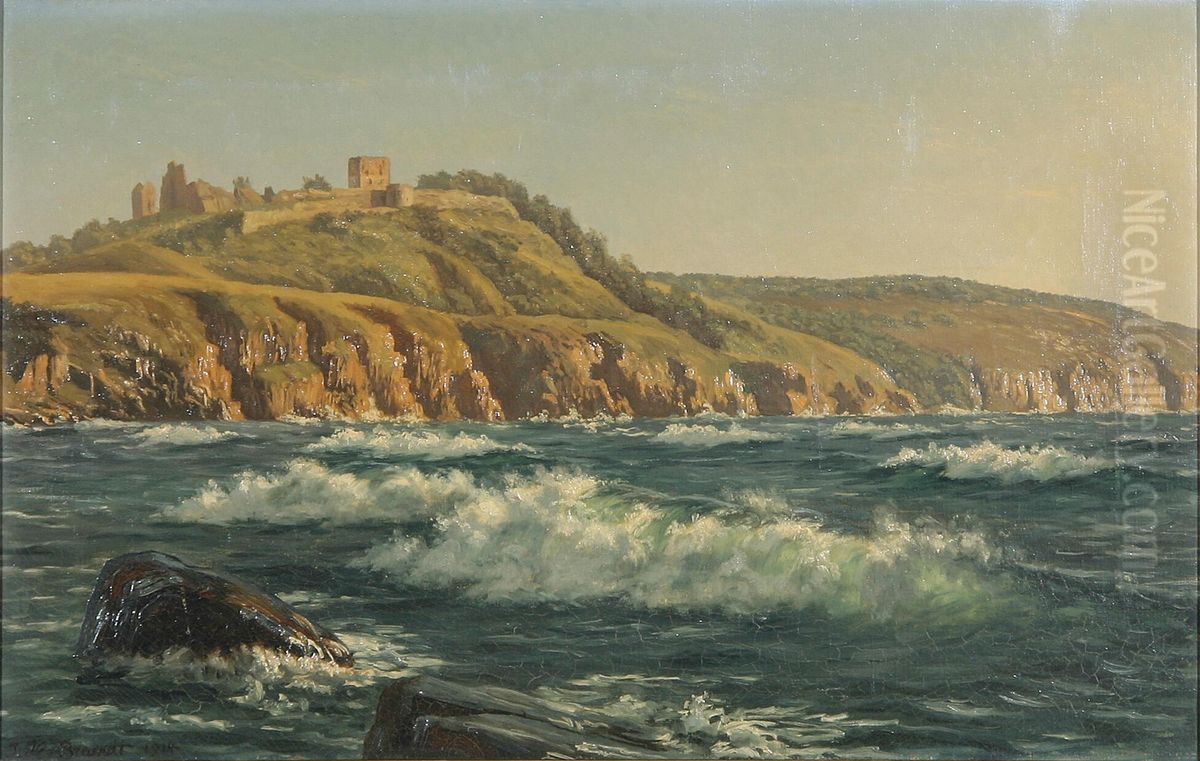 Cliffs on Bornholm at Hammershus. Oil Painting by Johannes Herman Brandt