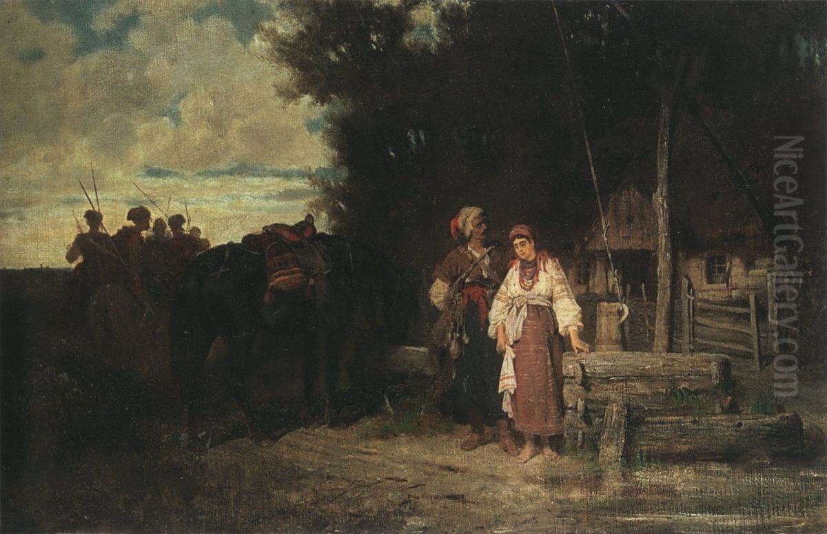 Farewell Oil Painting by Jozef Brandt