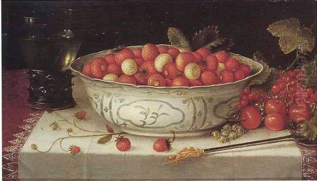 Still Life of Strawberries in a Wan-Li Bowl Oil Painting by Nicolaes Gillis