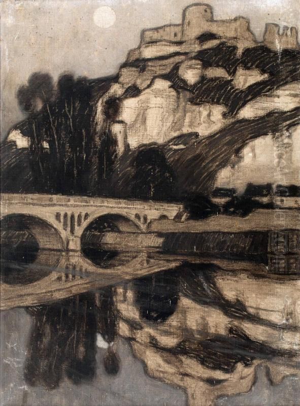 Chateau with View of a Bridge Oil Painting by Walter Appleton Clark