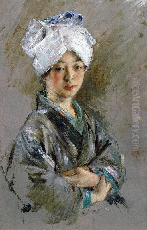 Japanese Woman Oil Painting by Robert Frederick Blum