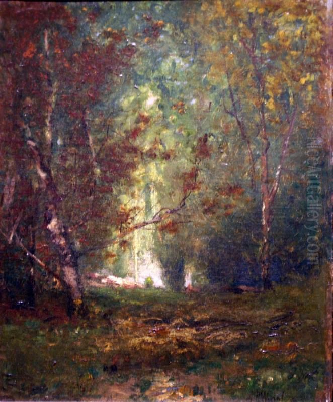 Woodland Interior Oil Painting by Alexander Helwig Wyant