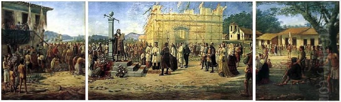 Braz Cubas le o foral de vila Oil Painting by Benedito Calixto