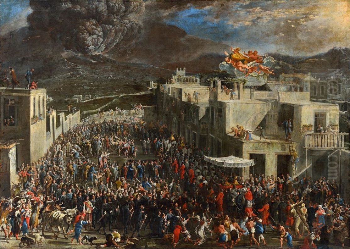 The eruption of the Vesuvius in 1631 Oil Painting by Domenico Gargiulo