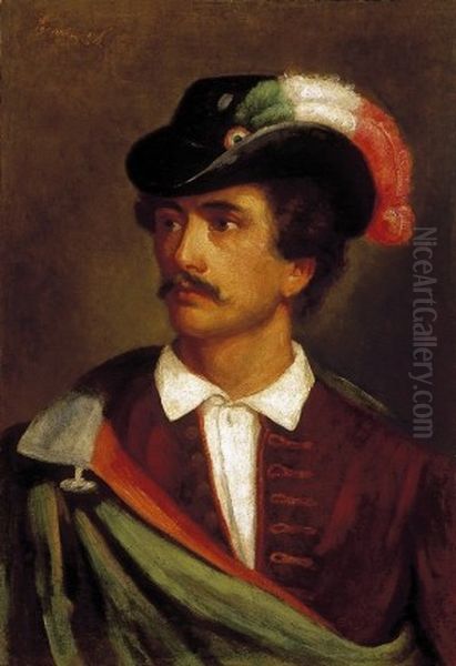 Portrait of Sandor Petofi Oil Painting by Agost Egervary Potemkin
