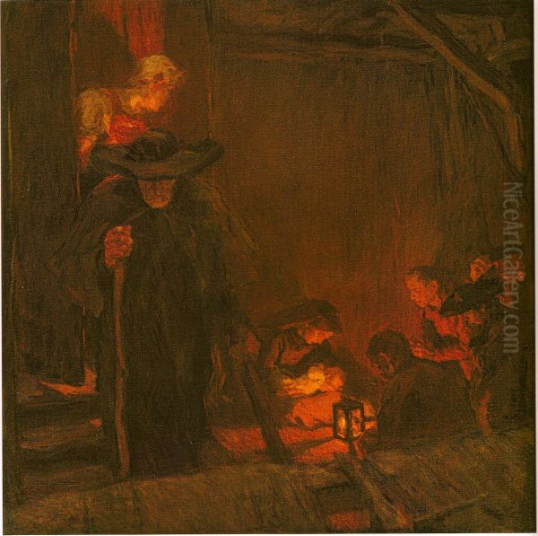Christnacht Oil Painting by Albin Egger-Lienz