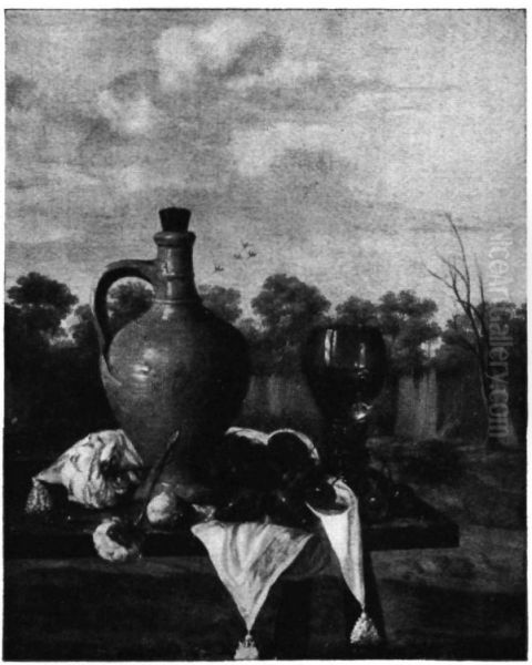 Still life with a stoneware jug Oil Painting by Abraham Susenier