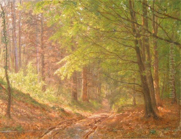 Springtime in a forest. Oil Painting by Godfred Christensen