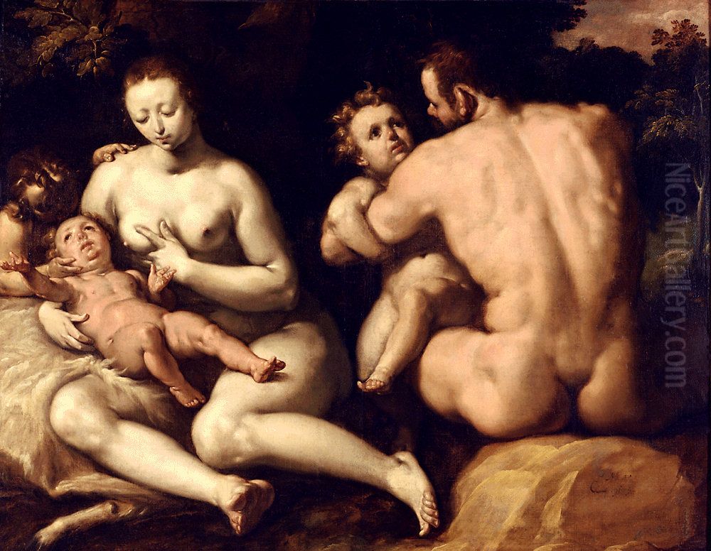 La Premiere Famille Oil Painting by Cornelis van Haarlem