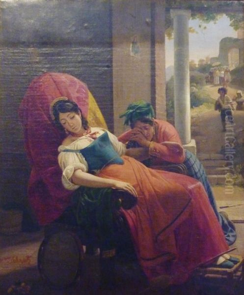 Femme assassinee Oil Painting by Jean Victor Schnetz
