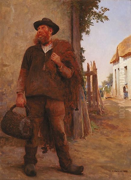Preparing to go fishing Oil Painting by Fernand Cormon