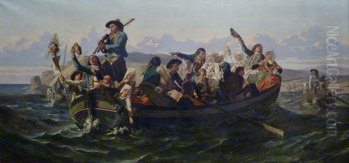 Retour du pardon de Sainte-Anne-la-Palud Oil Painting by Louis Duveau