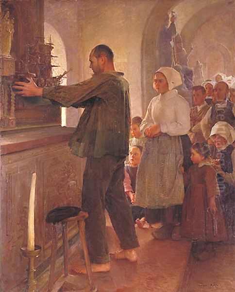 L'Ex-voto Oil Painting by Henri Royer