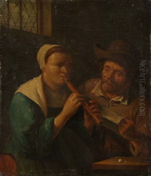 La Lecon de flute Oil Painting by Gillis van Tilborgh