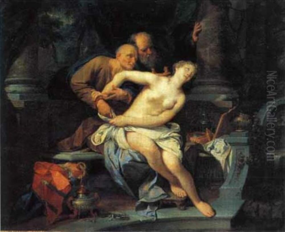 Suzanne et les vieillards Oil Painting by Nikolaas Verkolje