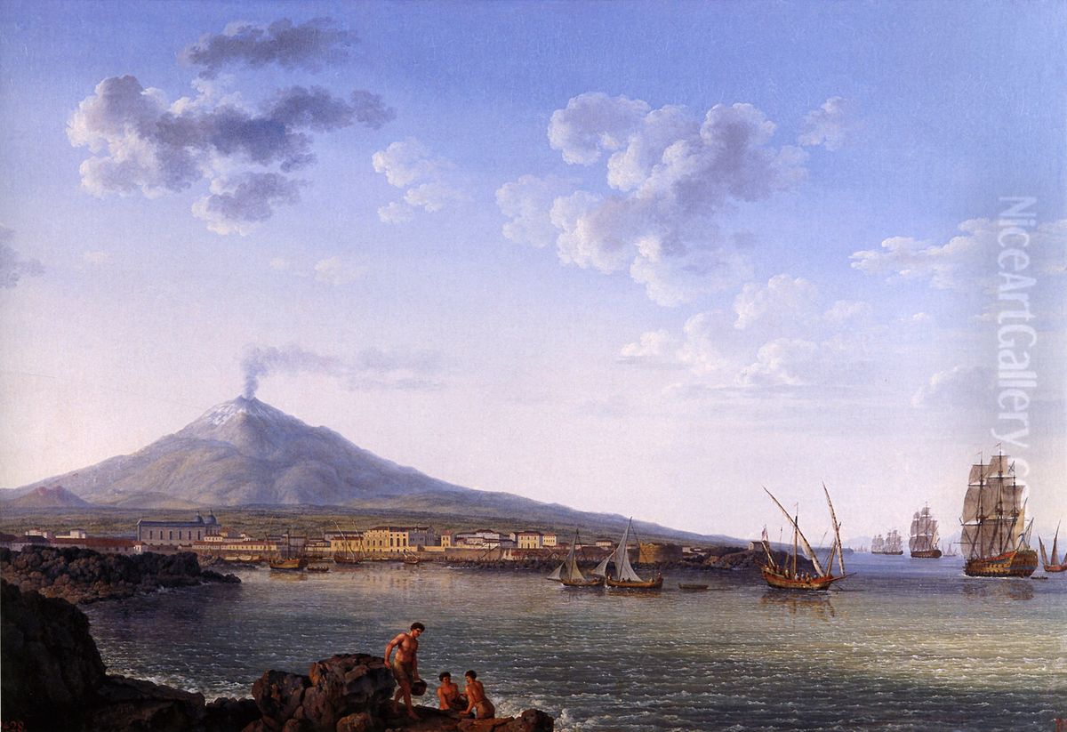 View of Catania and Etna Oil Painting by Jacob Philipp Hackert